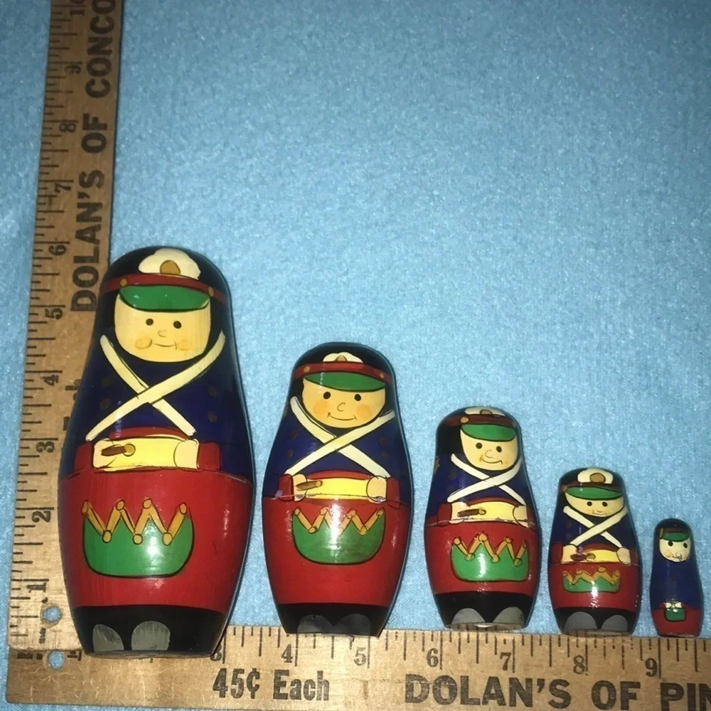 Russian nesting dolls Soldiers wooden vintage decoration